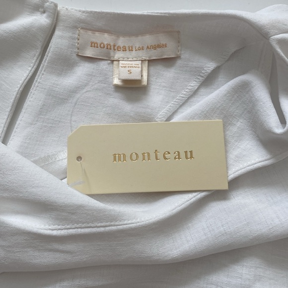 Monteau Los Angeles Sleeveless Scalloped Hem Cropped Shell White Size Small - Picture 7 of 9